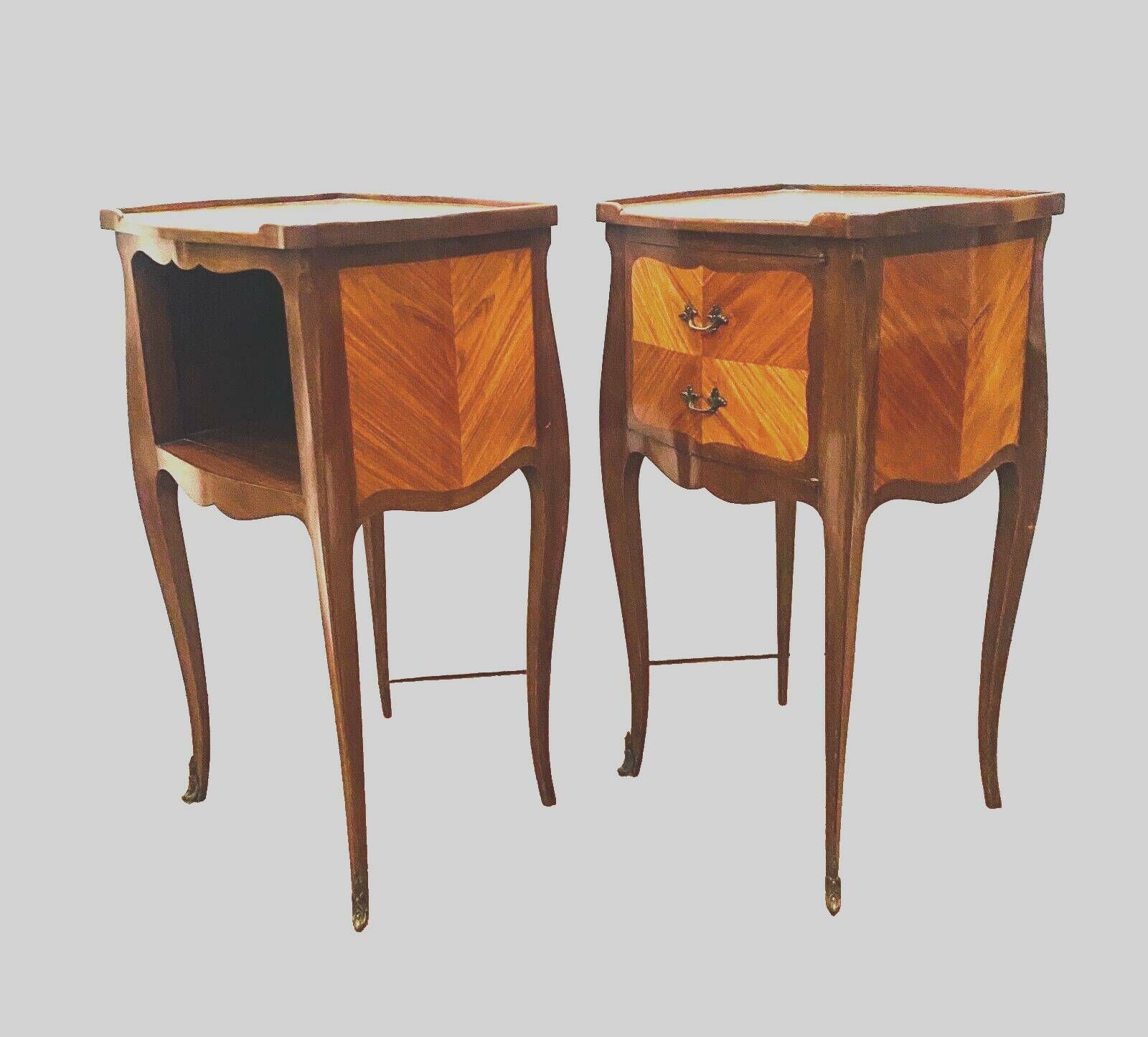 Suite Of Two Louis XV Style Bedside Tables In Mahogany And Rosewood 20th Century photo furniture