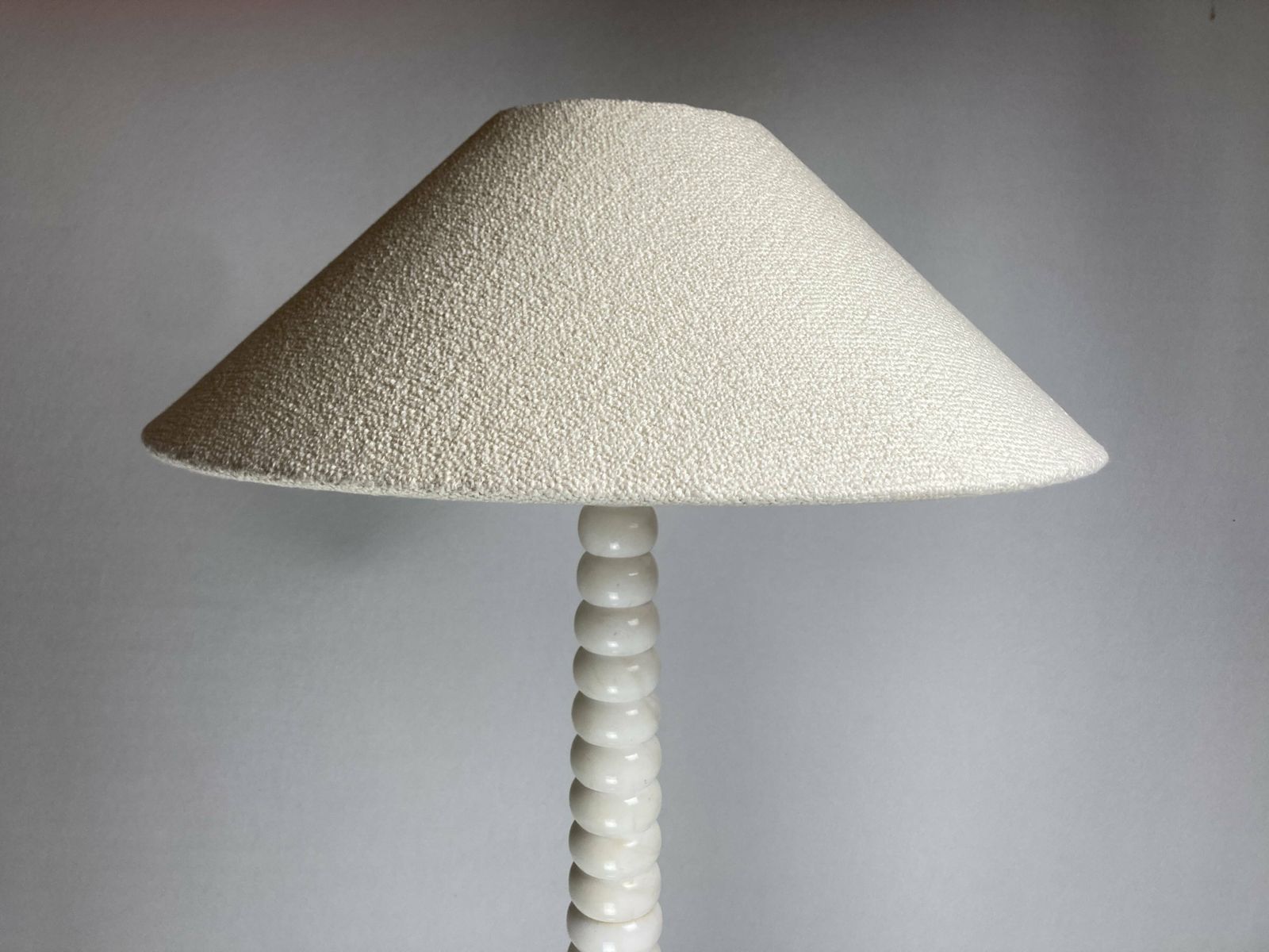 Midcentury French Alabaster Floor Lamp With Bouclé Shade, 1950s photo buy