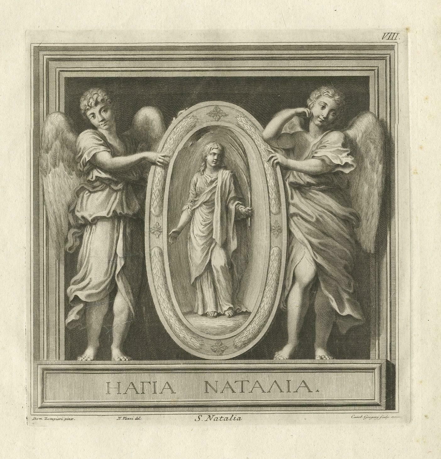 Original Antique Engraving Of Saint Natalie, 1762 photo 533.0