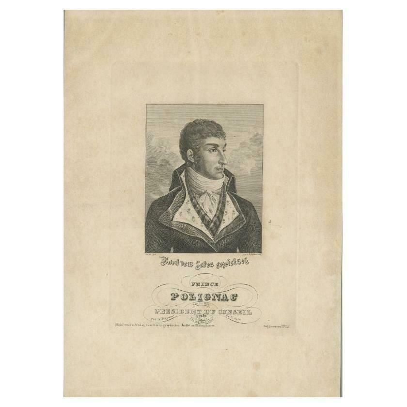 Antique Portrait Of Jules De Polignac, A Famous French Politician, C.1830 photo furniture