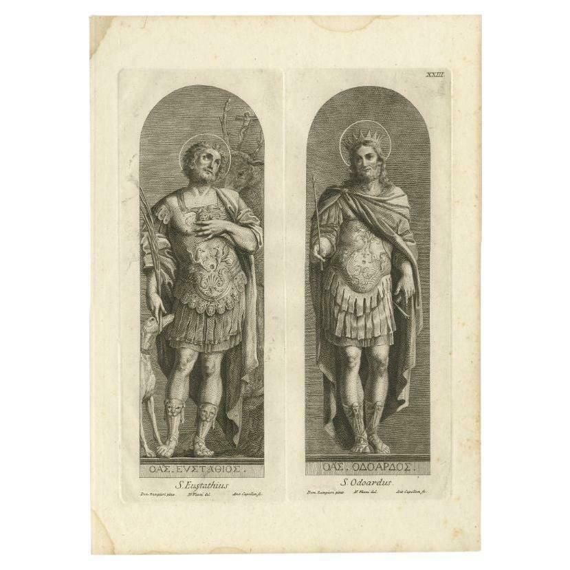 Antique Print Of Saint Eustachius And Saint Odoardus, 1762 photo furniture