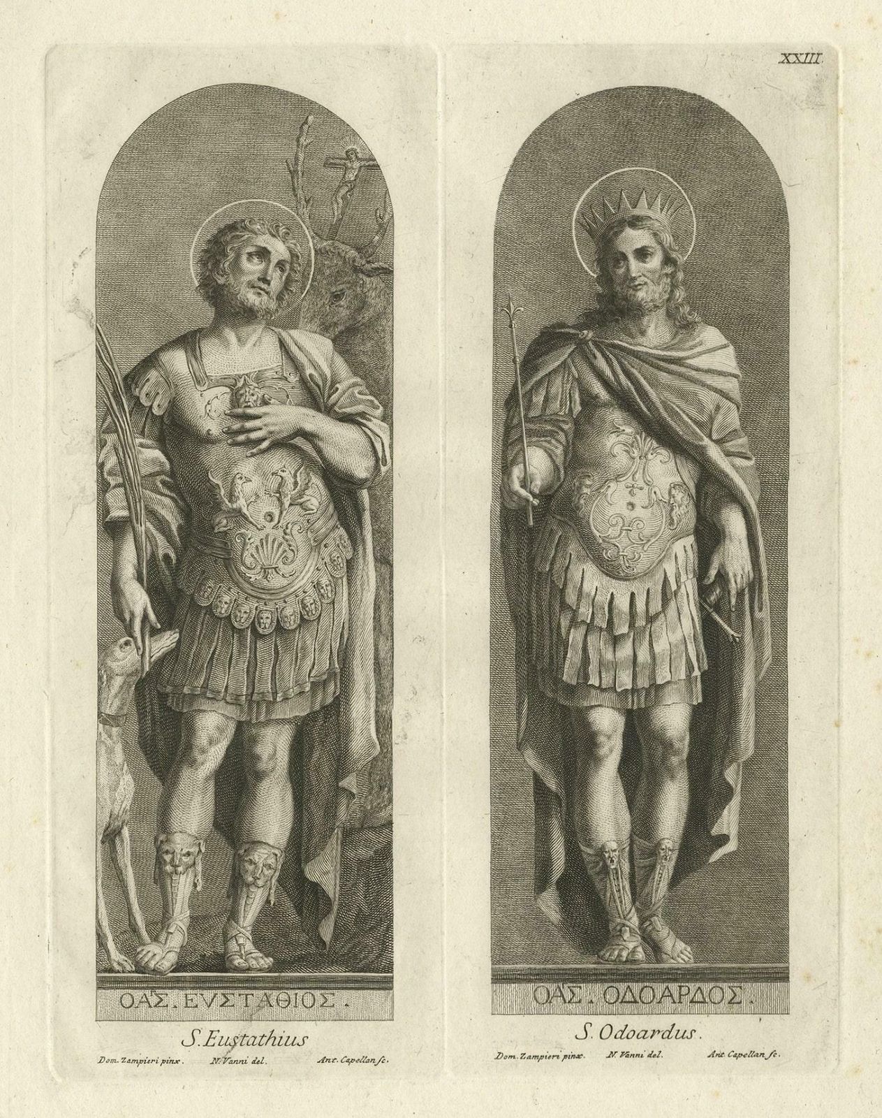 Antique Print Of Saint Eustachius And Saint Odoardus, 1762 photo 587.0