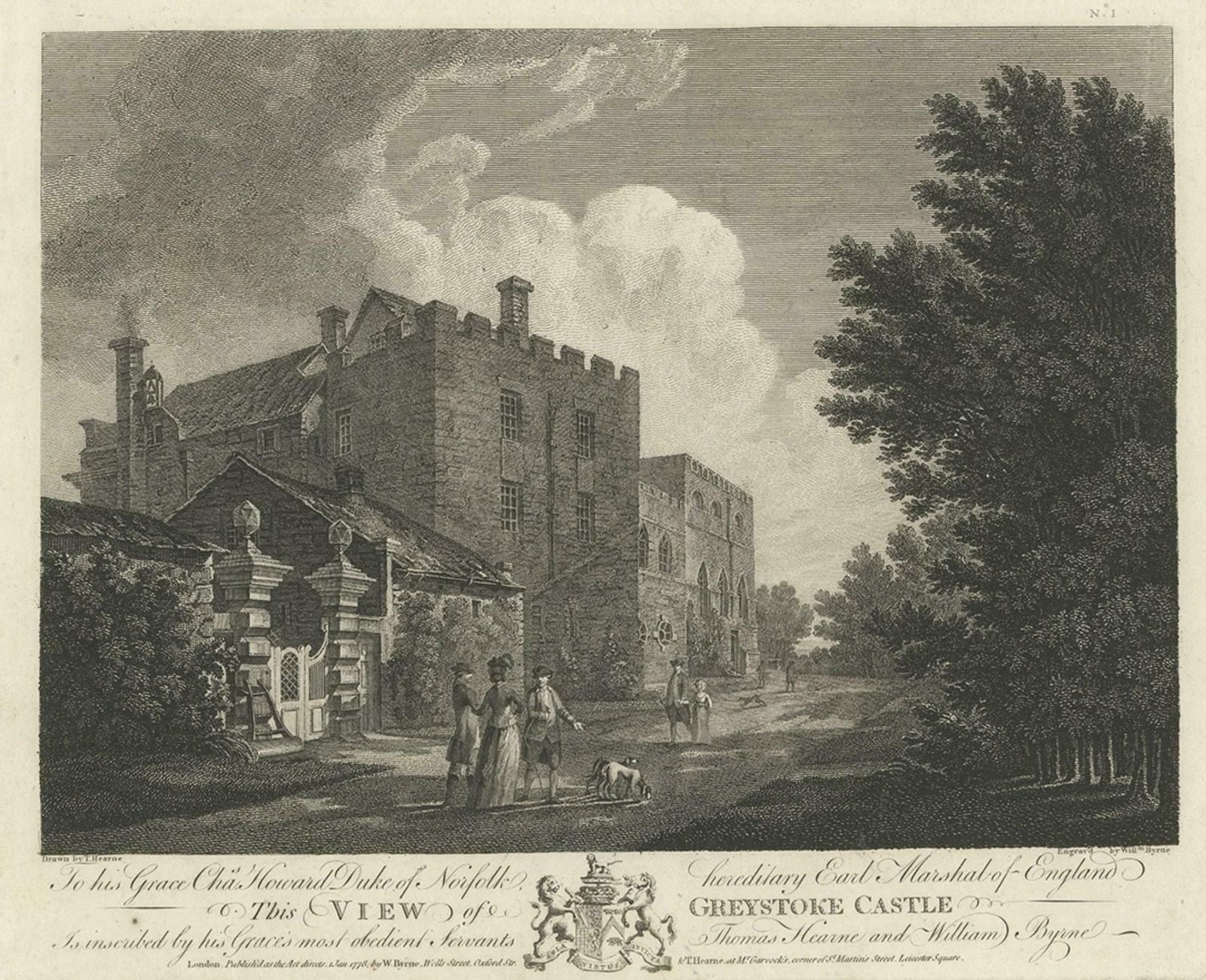 Old Print Of Greystoke Castle, Near Penrith In The County Of Cumbria, England photo 348.0
