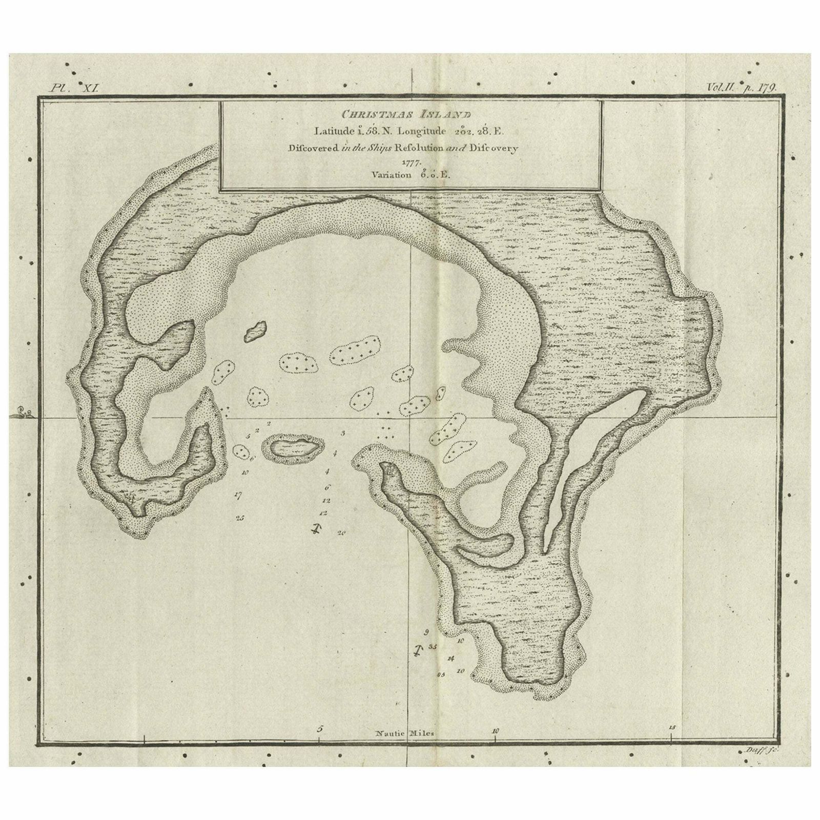 Antique Map Of Christmas Island By Cook, C.1781