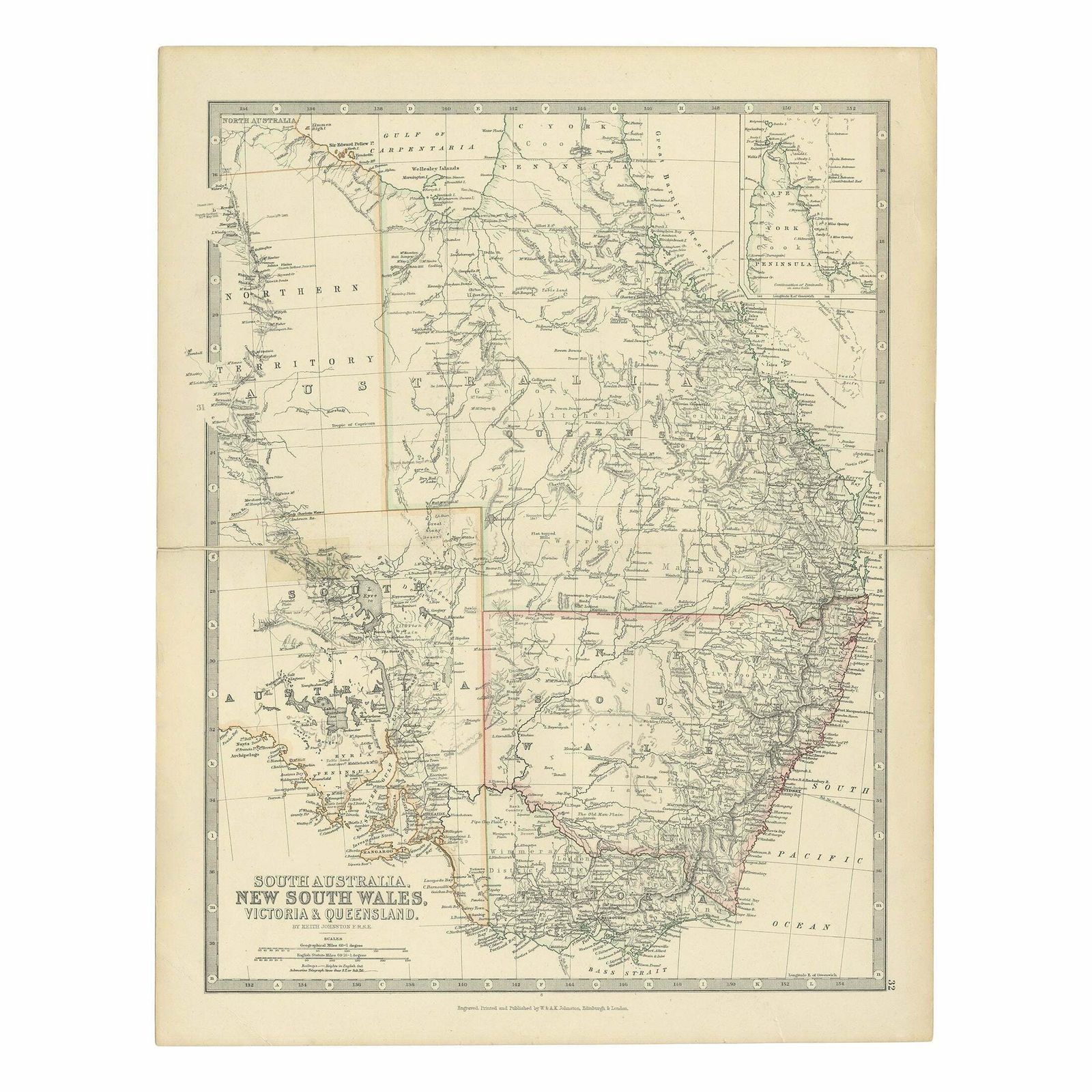 Antique Map Of South Australia, Victoria, Queensland And New South Wales, C.1860
