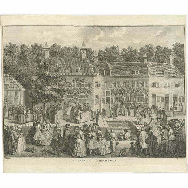 Original Antique Engraving Of The Baptism Of Christians In The Netherlands, 17 photo furniture