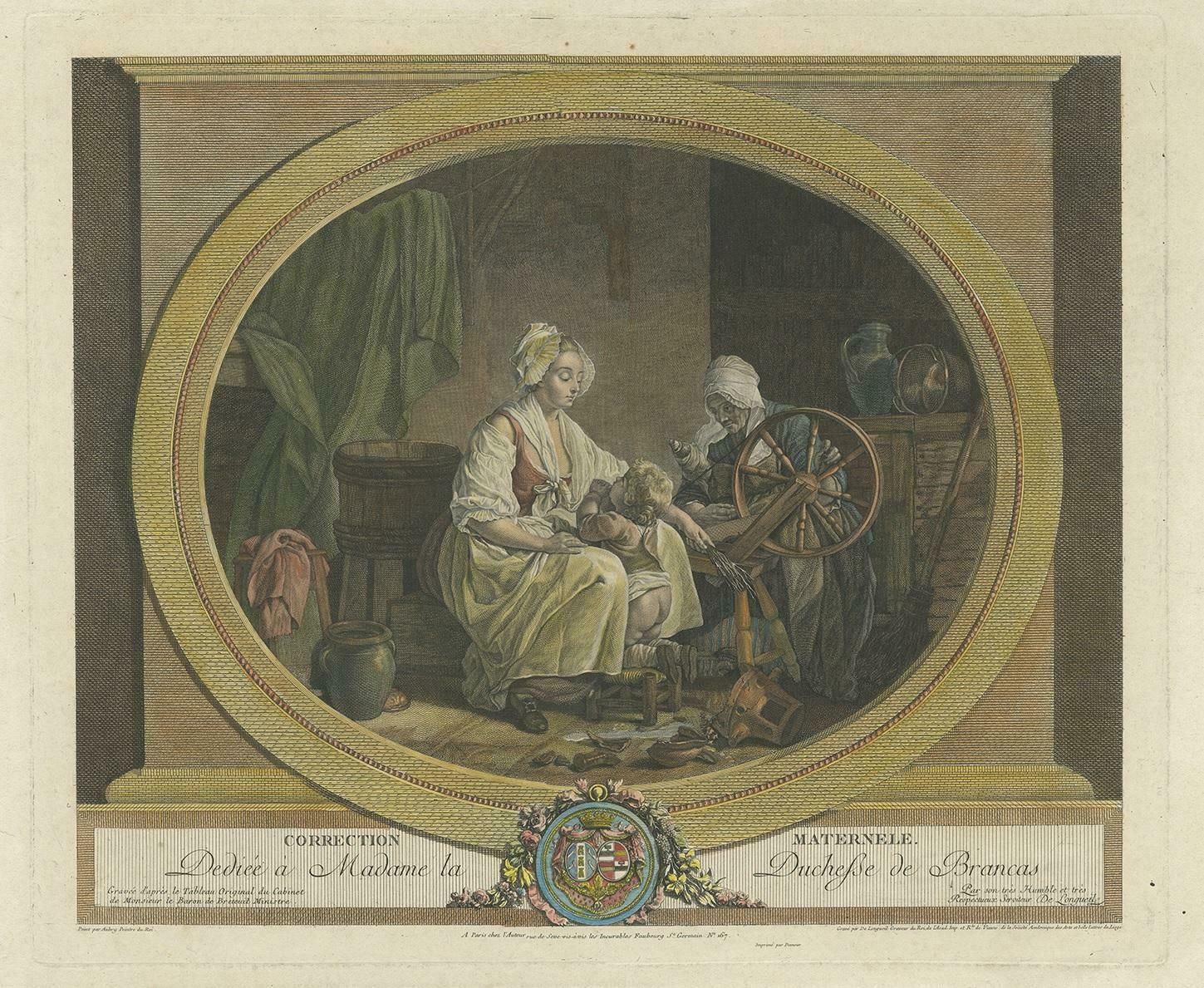 Antique Print Showing The Punishment Of A Child Made After Aubry, Circa 1790 photo furniture