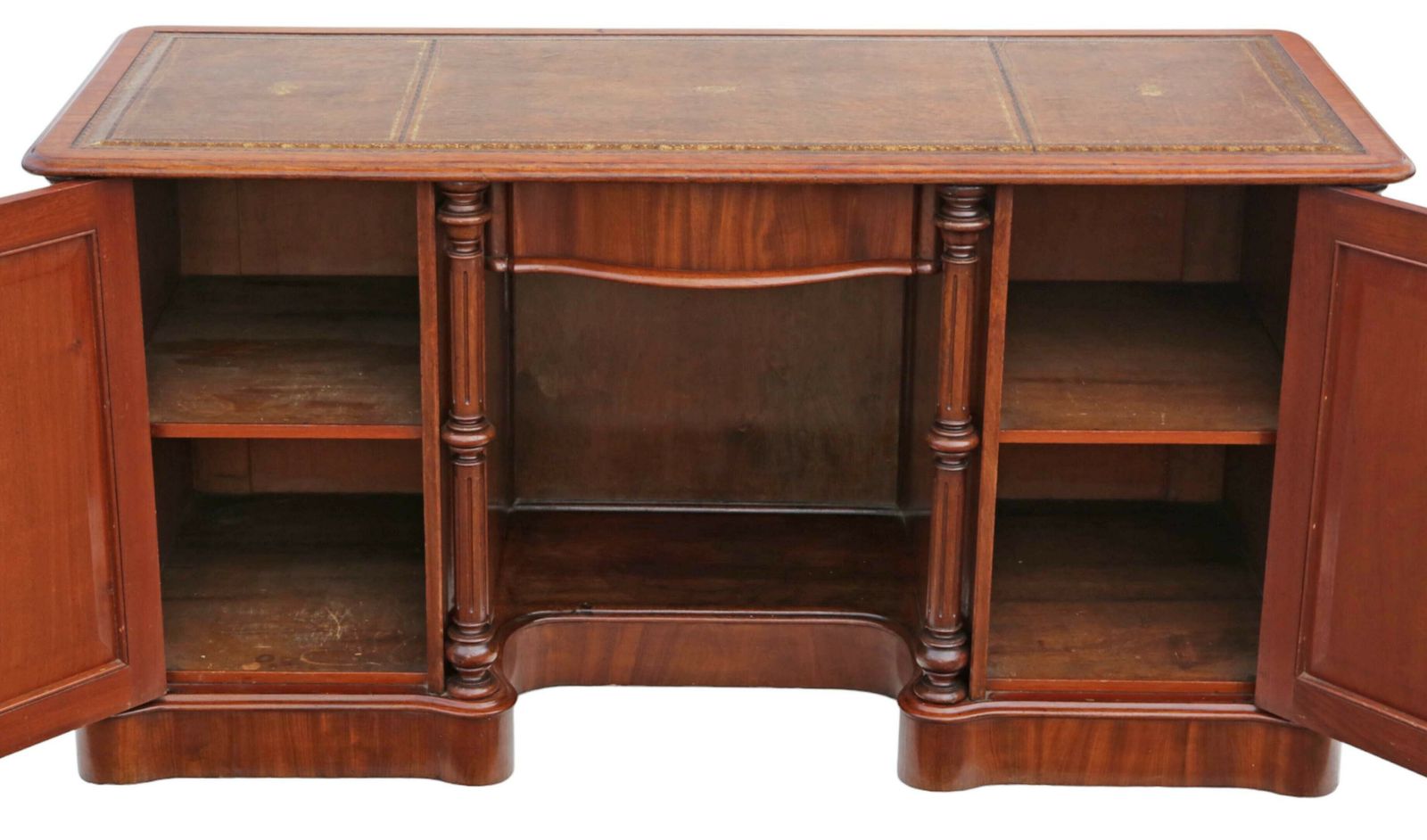 Antique Fine Quality Large 19th Century Mahogany Twin Pedestal Desk, Dressing Or Writing Table photo vinterior
