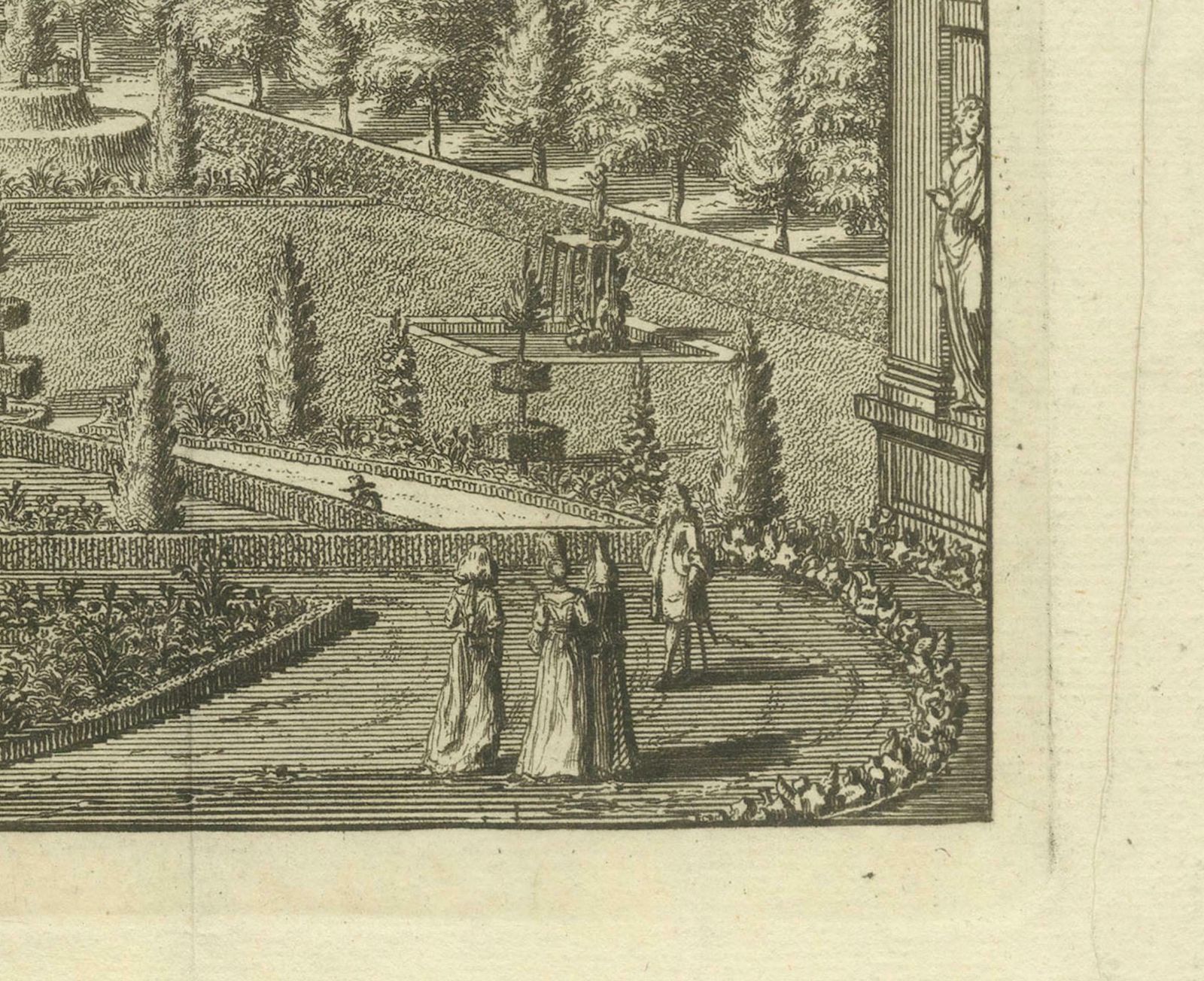 Baroque Grandeur: The Rosersberg Palace Gardens In Swidde's 1695 Engraving photo for sale