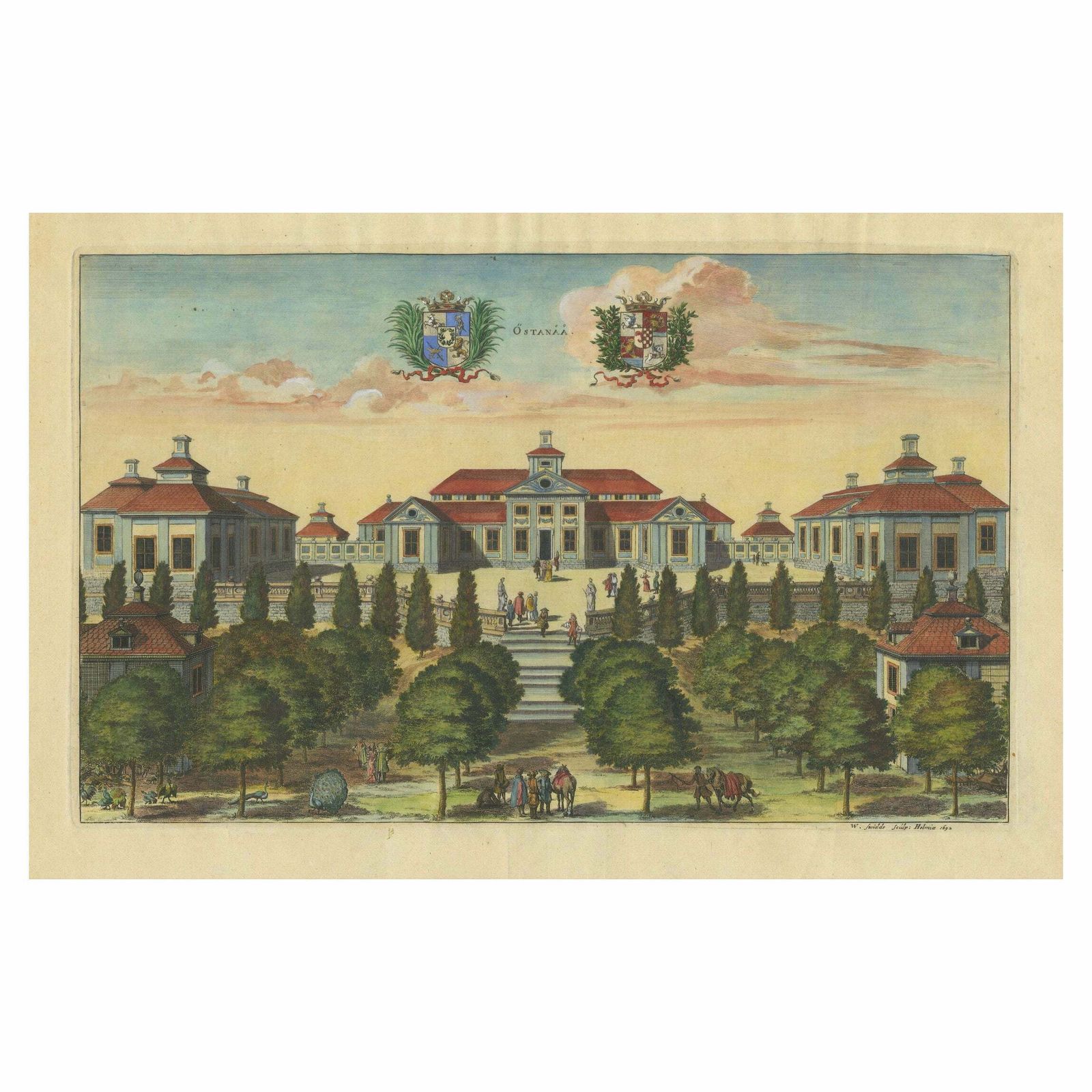 Baroque Splendor: The östanå Manor In Gränna, 1692 Swidde Engraving