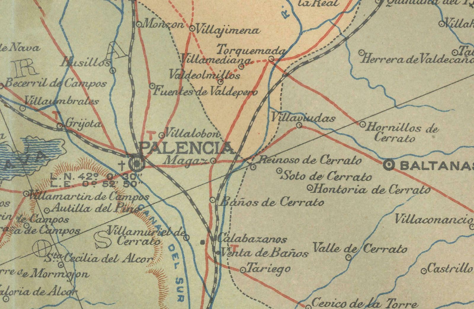 Original Antique Map Of Palencia Province, In Northern Spain, 1901 photo Art