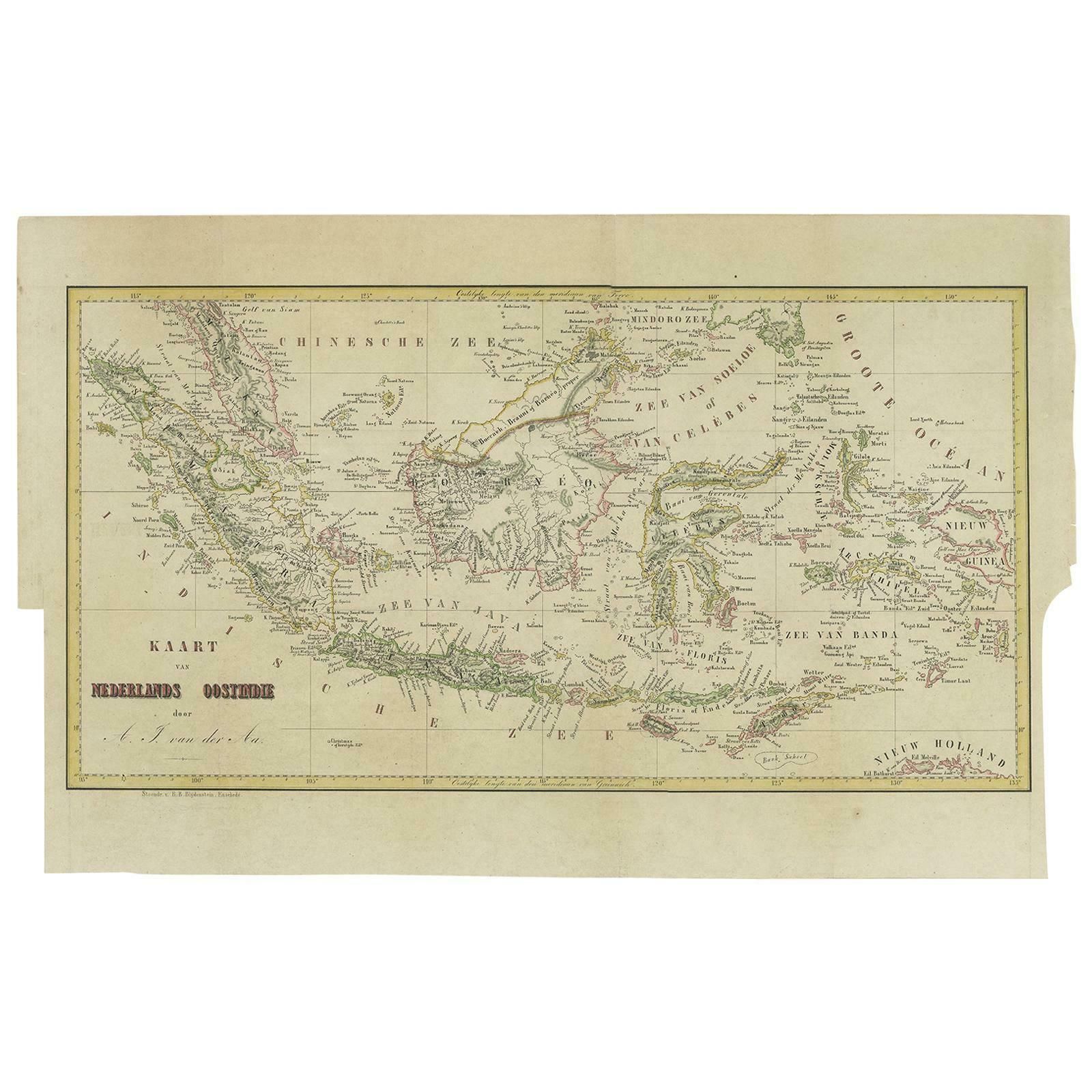 Antique Map Of The East Indies By Van Der Aa '1849'