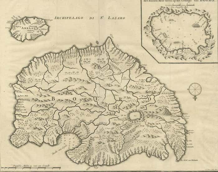 Antique Map Of Boero In Indonesia By Valentijn, 1726 photo furniture