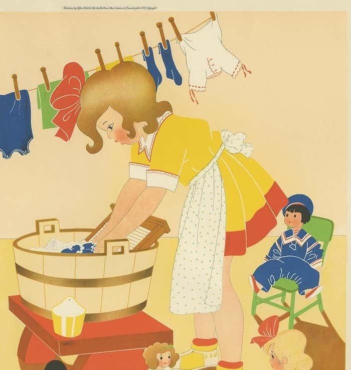 Antique Print 'Washing Day' By W. Schermelé, 1937 photo for sale
