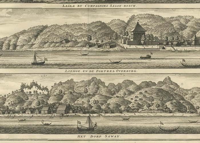 Antique Print With Three Views Of Ambon By Valentijn, 1726 photo Art