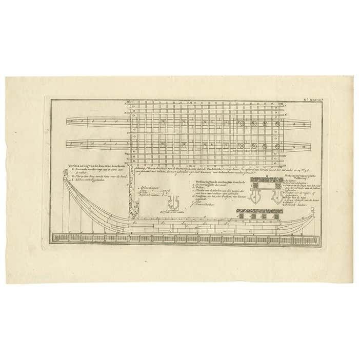 Antique Plan Of Britannia 'Cross Section' By Cook, 1803