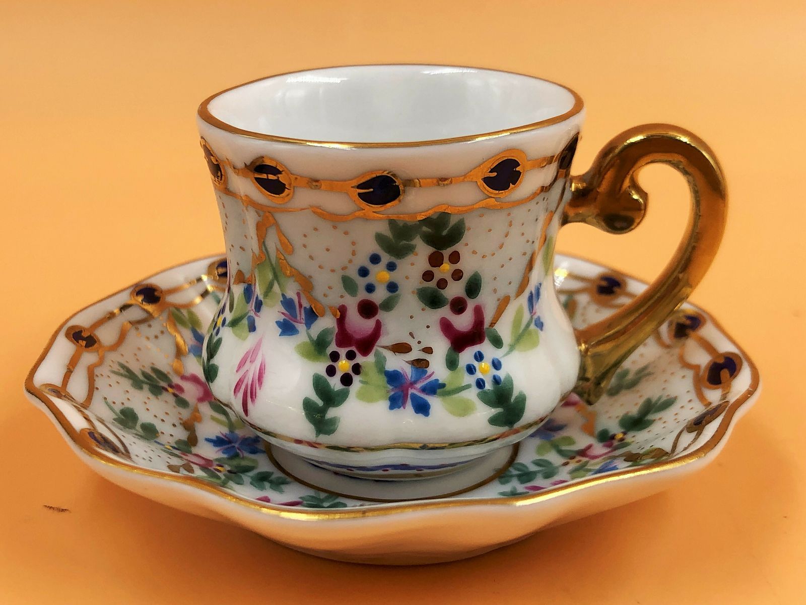 Paris Royal Limoges Porcelain Butterfly Miniature Decorative Display Tea Cup And Saucer. photo for sale