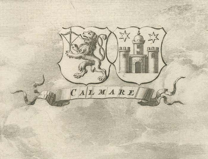 Maritime Majesty: The 17th Century Skyline Of Kalmar In Sweden, 1693 photo vintage