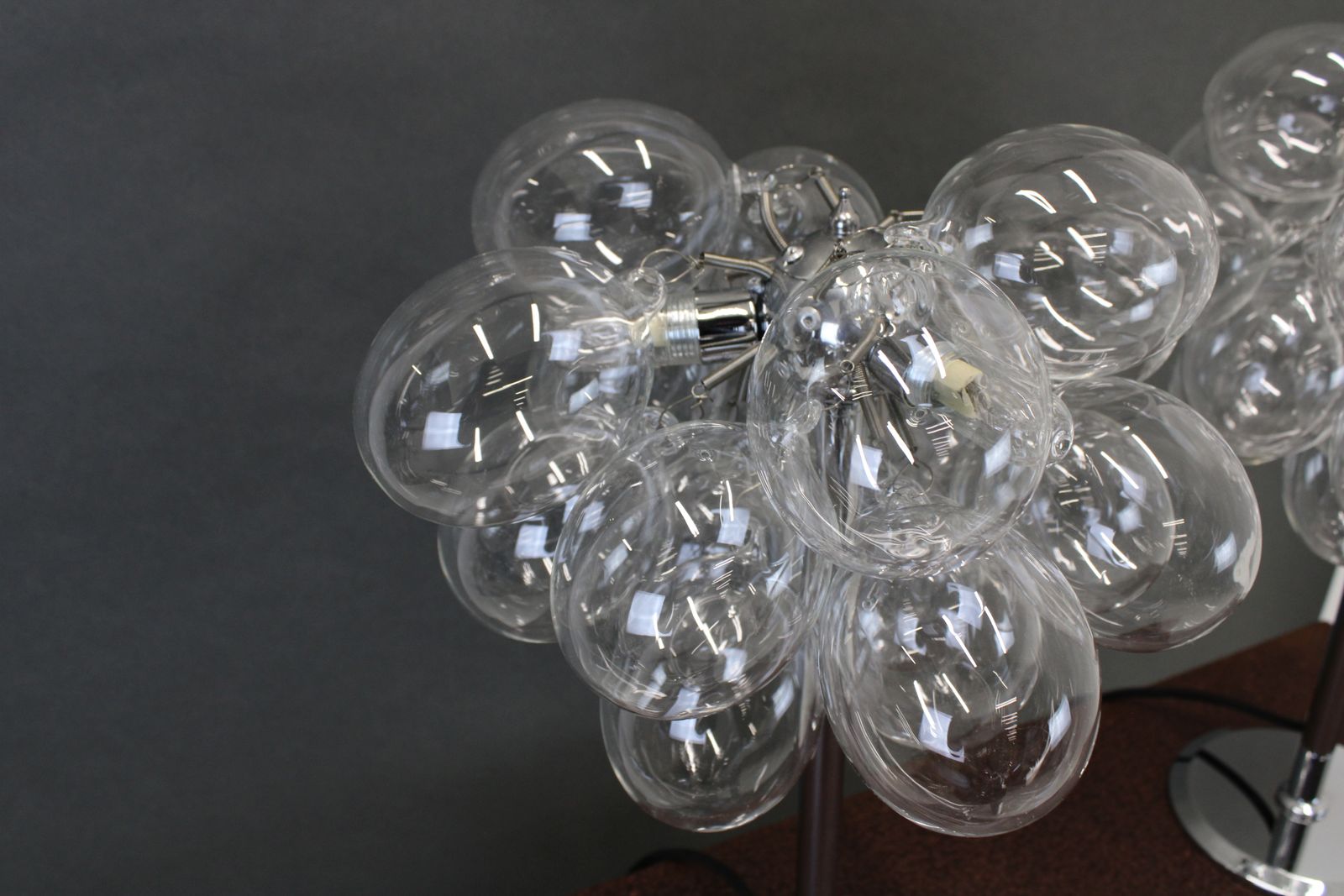 Pair Of Bubble Table Lights/Mcm Chrome Sputnik Style 70's/ With Bubble Glass/Designer Lamps/Vintage Lighting photo vinterior