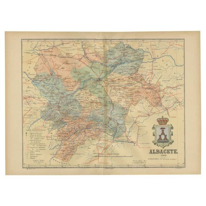Albacete, Spain   1902: A Cartographic Depiction Of Landscape And Infrastructure