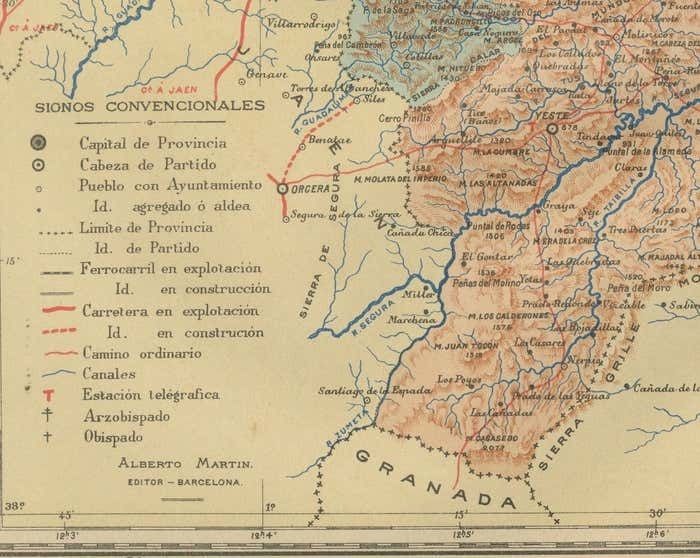 Albacete, Spain   1902: A Cartographic Depiction Of Landscape And Infrastructure photo furniture