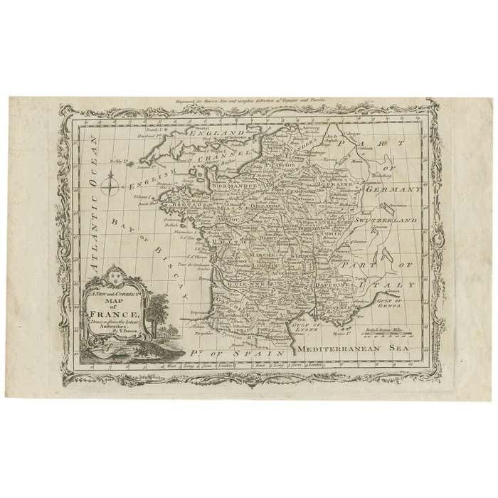 Antique Map Of France By T. Bowen, 1785