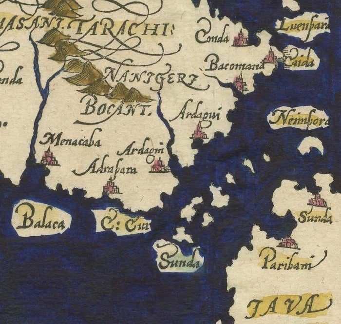 Renaissance Mapping Of Sumatra: Featuring Singapore In Münster’s Woodcut, C.1590 photo Art