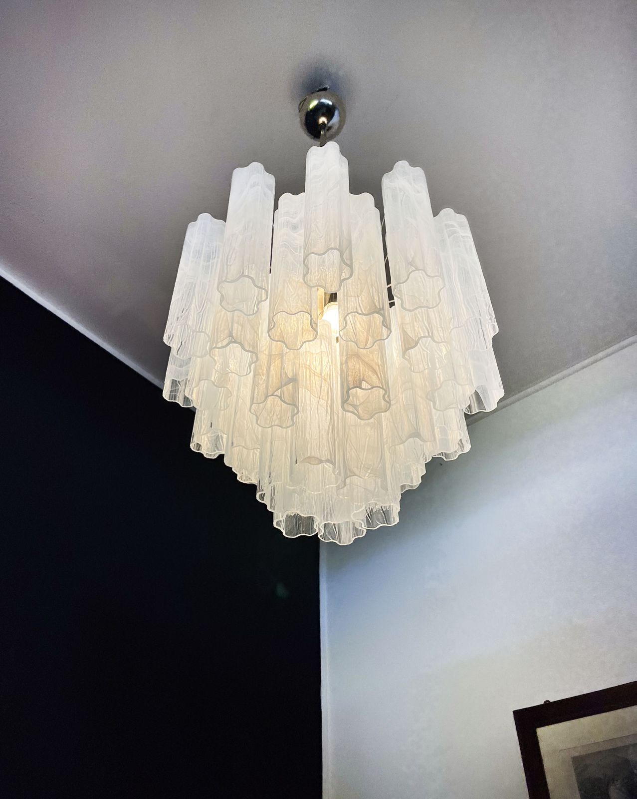 photo for sale Fantastic Glass Tube Chandelier   36 Alabaster White Glasses