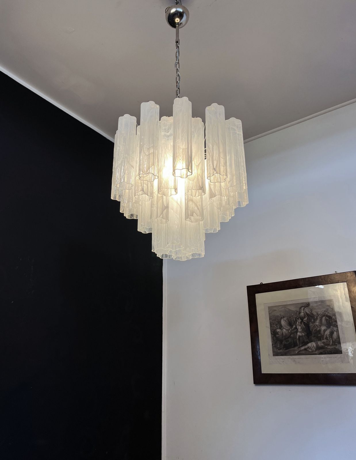 870.0 Fantastic Glass Tube Chandelier   36 Alabaster White Glasses photo