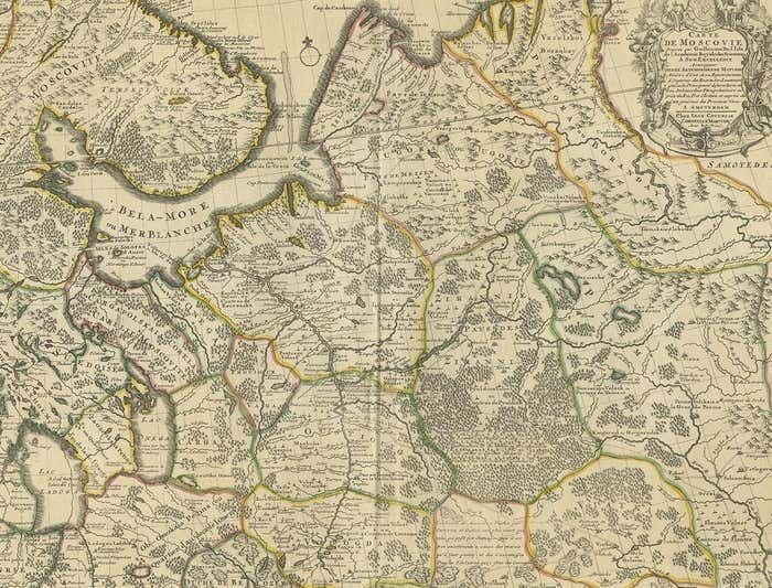 Antique Map Of Western Russia By Covens & Mortier, 1740 photo furniture