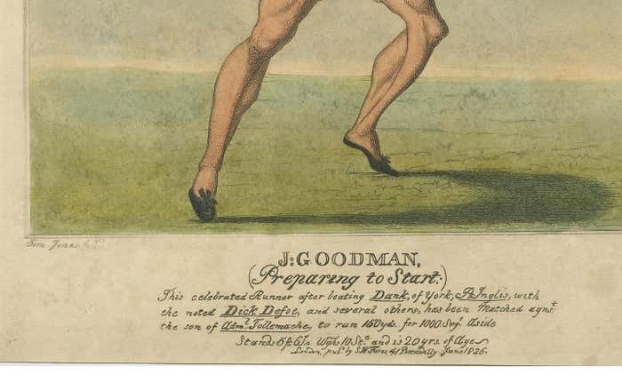 Antique Sports Print Of J. Goodman 'Runner' By S.W. Fores, 1826 photo Art