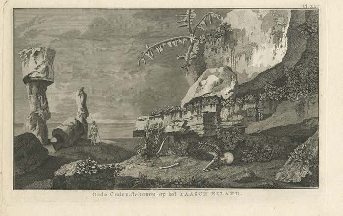 Antique Print Of Easter Island By Cook, 1803