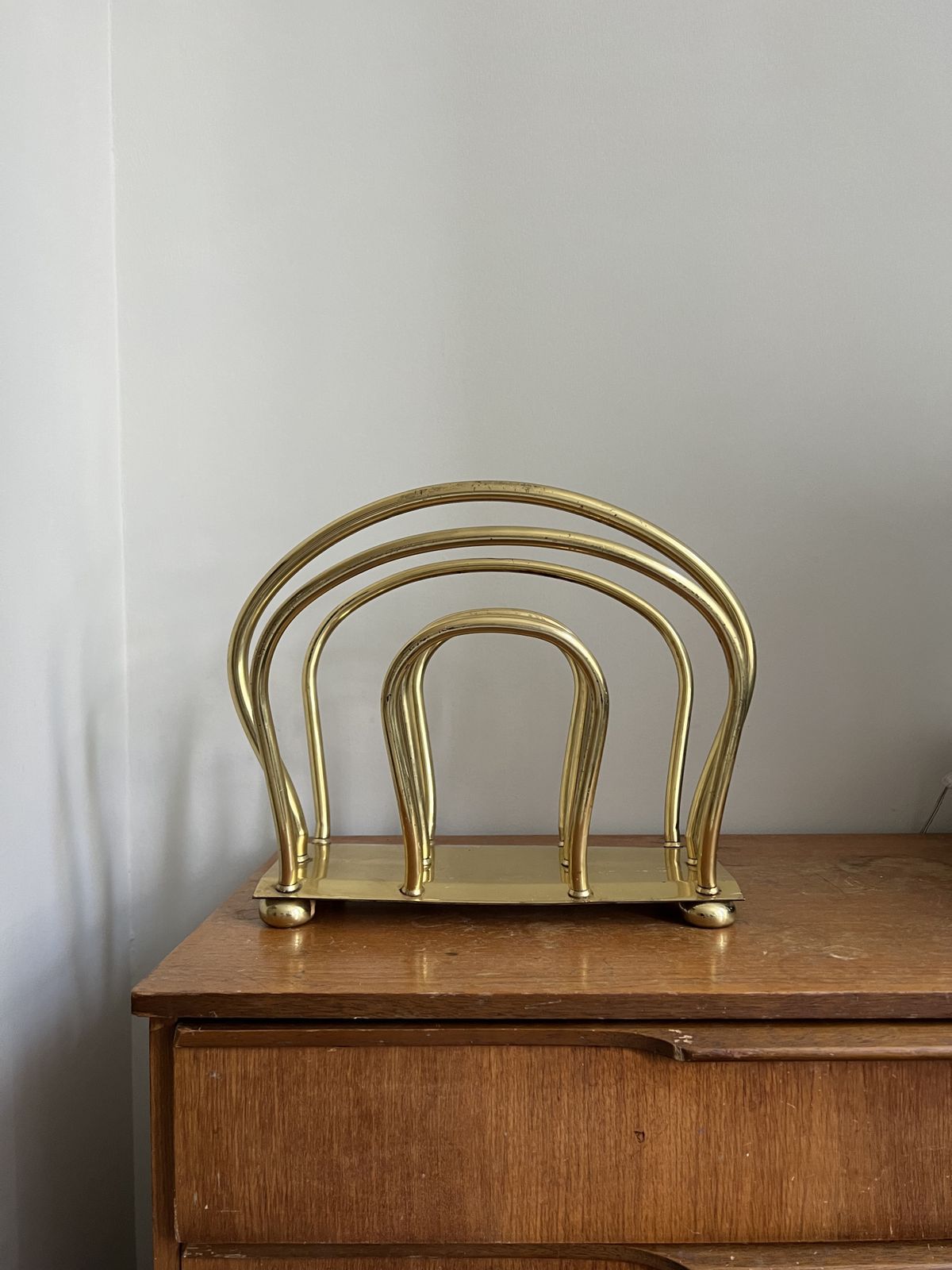 Mid Century Brass 1960s Magazine Rack