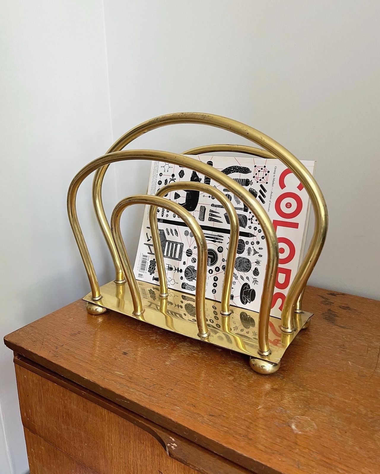 Mid Century Brass 1960s Magazine Rack photo furniture