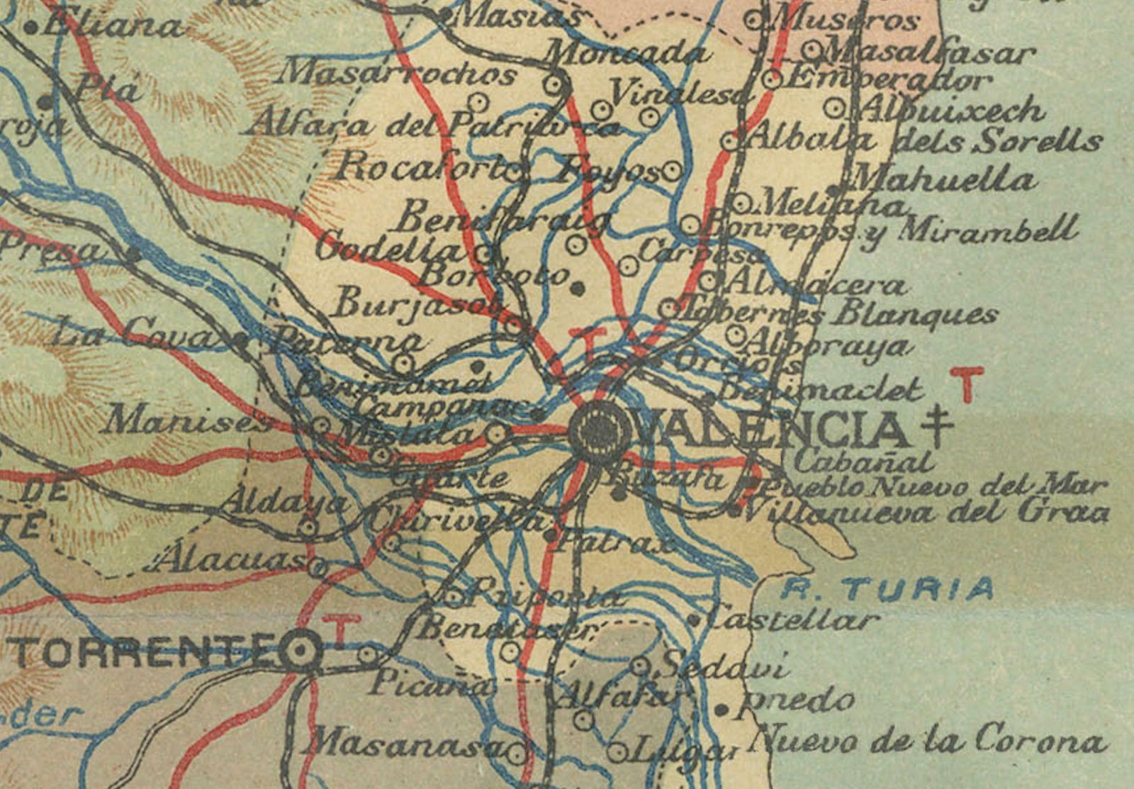 Topographical And Infrastructure Map Of The Province Of Valencia, 1901 photo Art