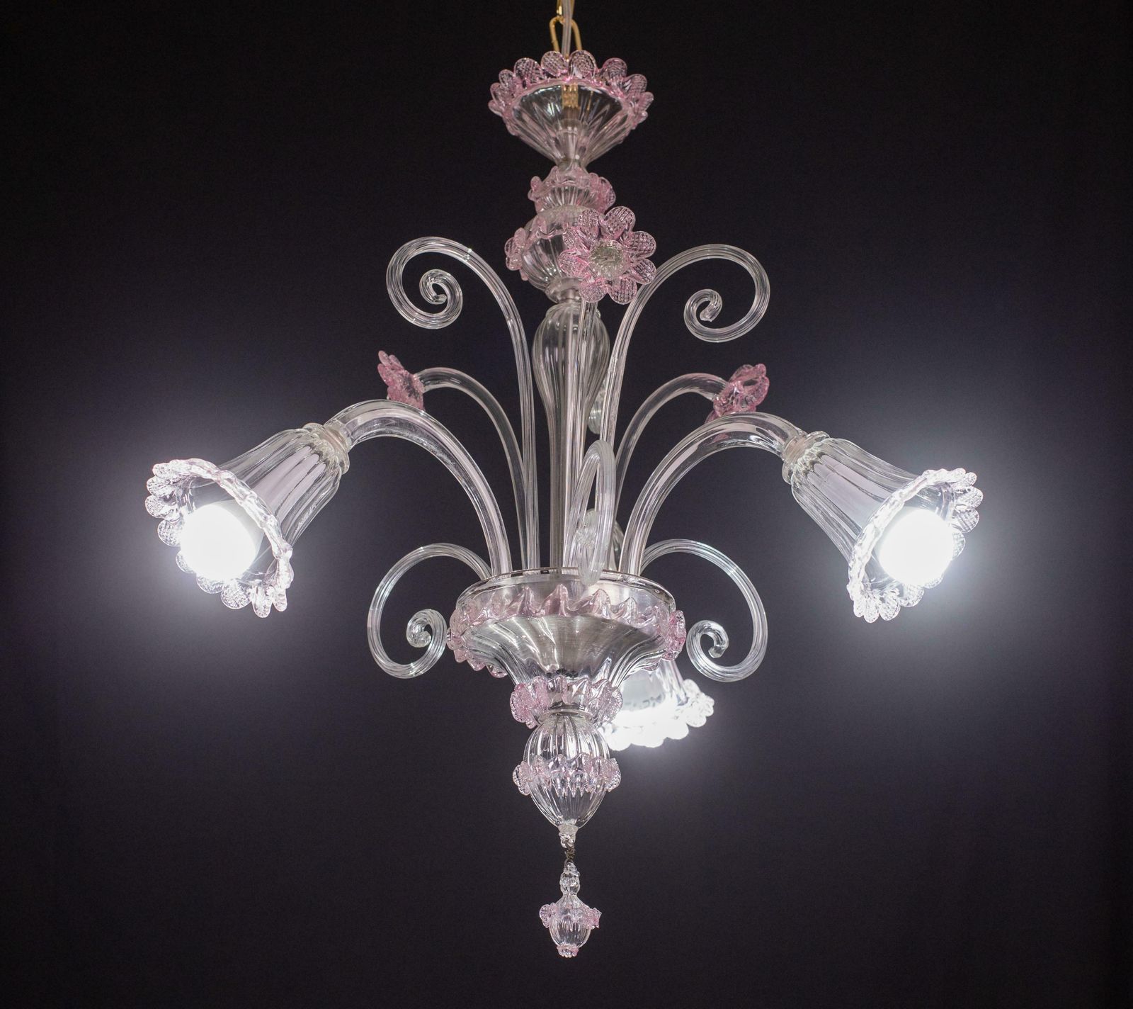 Lovely Venetian Chandelier, Pink Murano Glass, 1950s photo 956.0