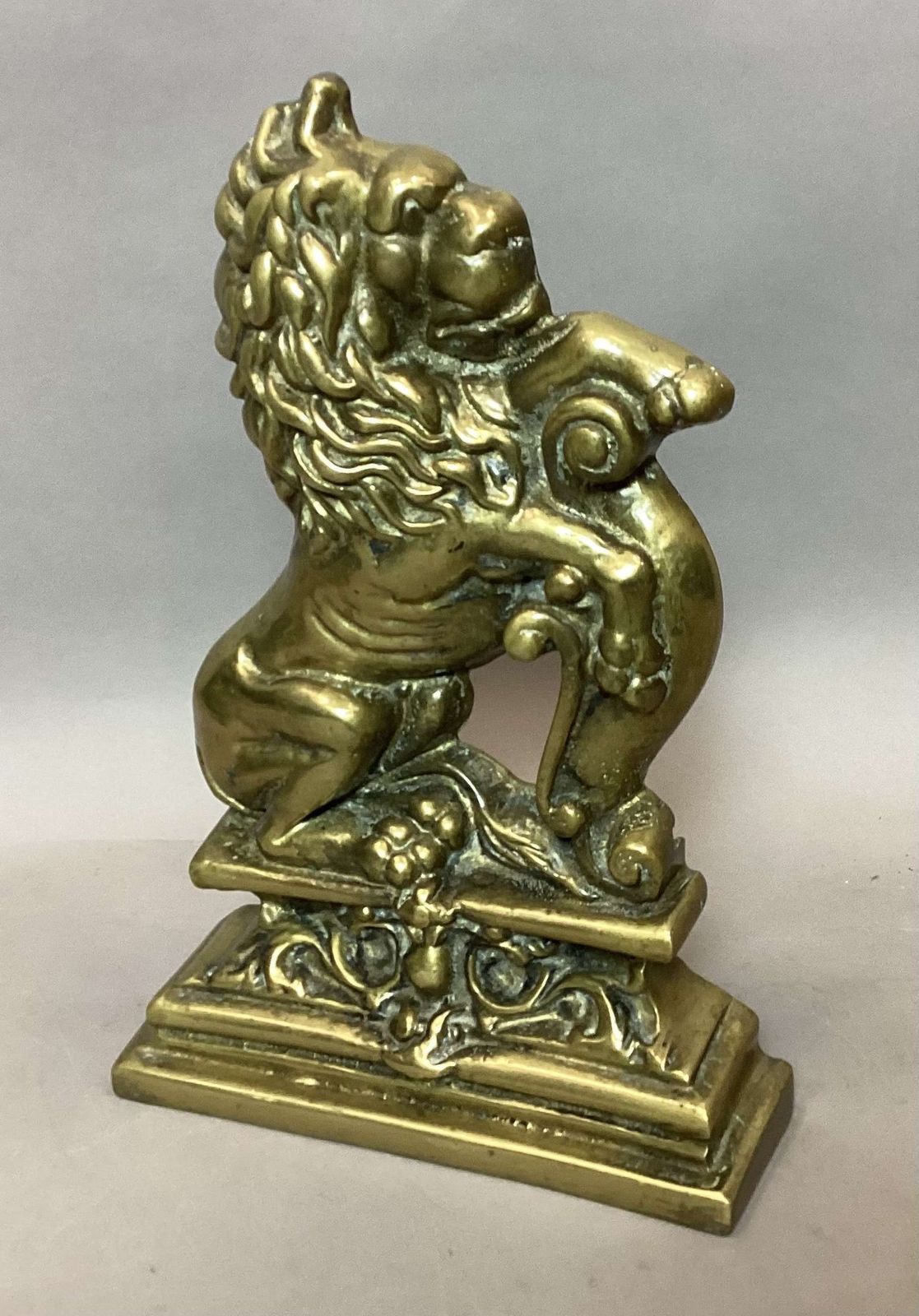 Rare C19th Pair Of Brass Lion Doorstops / Door Porters photo 1375.0
