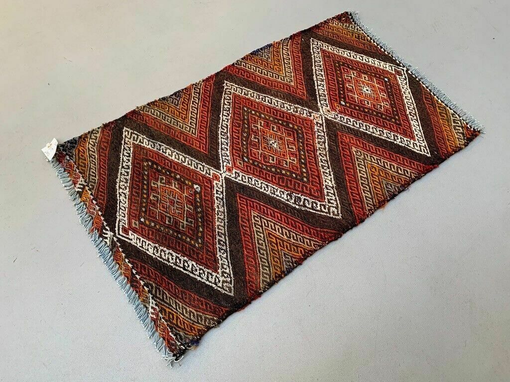 Vintage Turkish Mini Kilim 93x56 Cm Wool Small Kelim Runner, Shabby Chic photo for sale