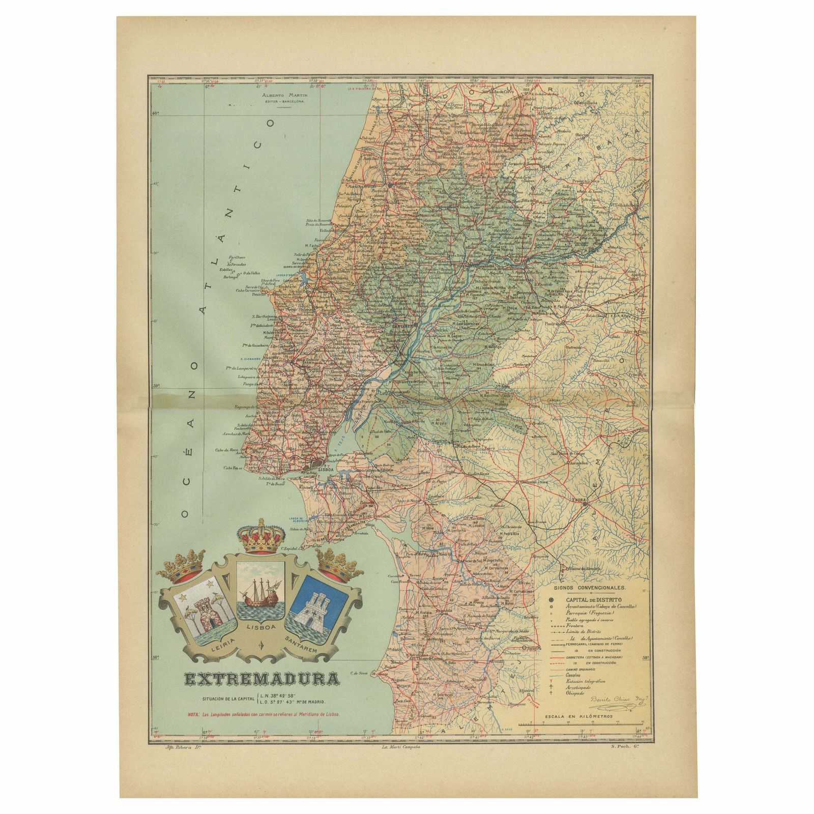 An Antique Map Of Extremadura: Crossroads Of History And Nature, 1903 $507.93
