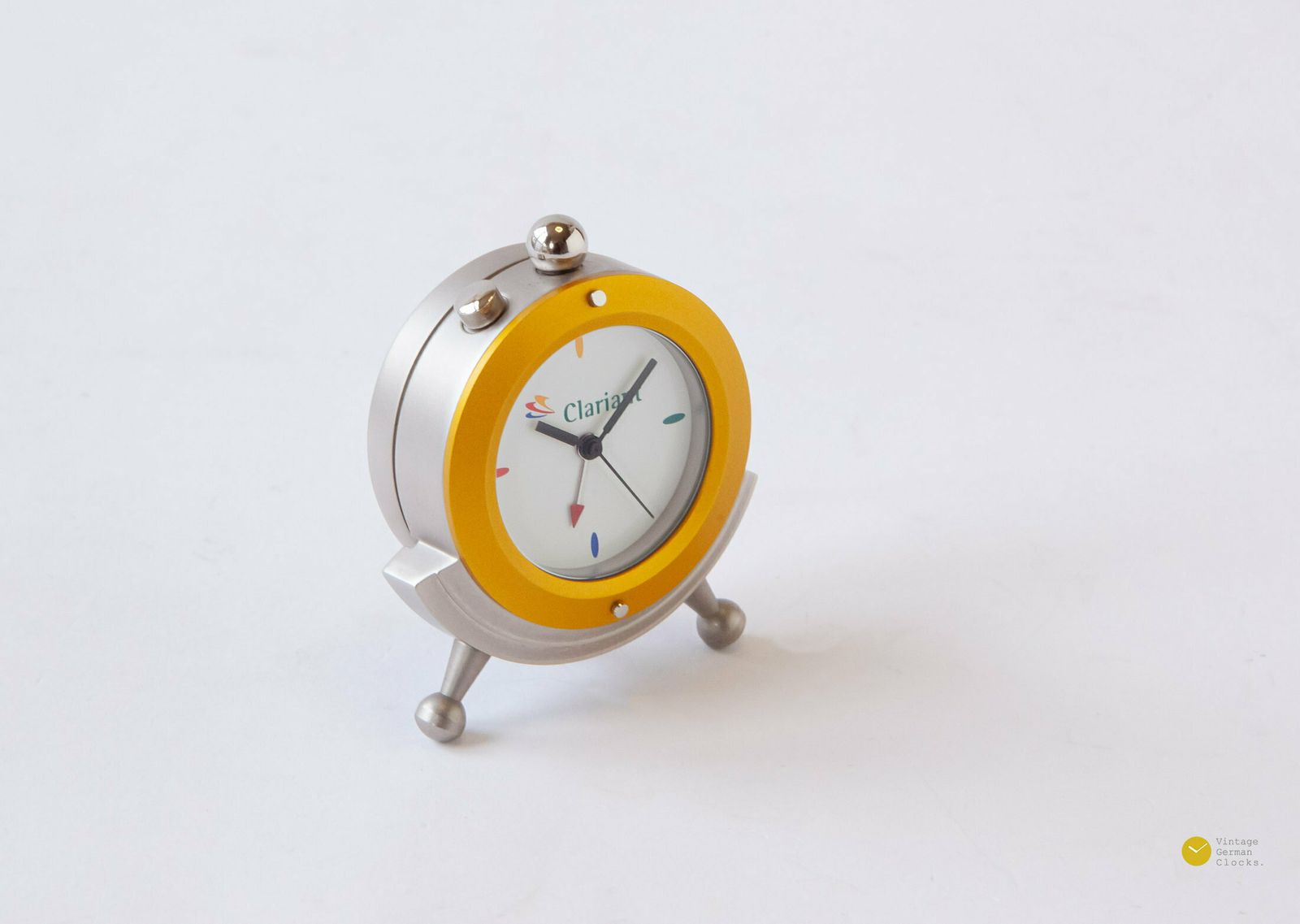 Nos! 2can Clockboy Postmodern Desk Table Alarm Clock Memphis Sottsass Style Pop Yellow New In Box photo vinterior