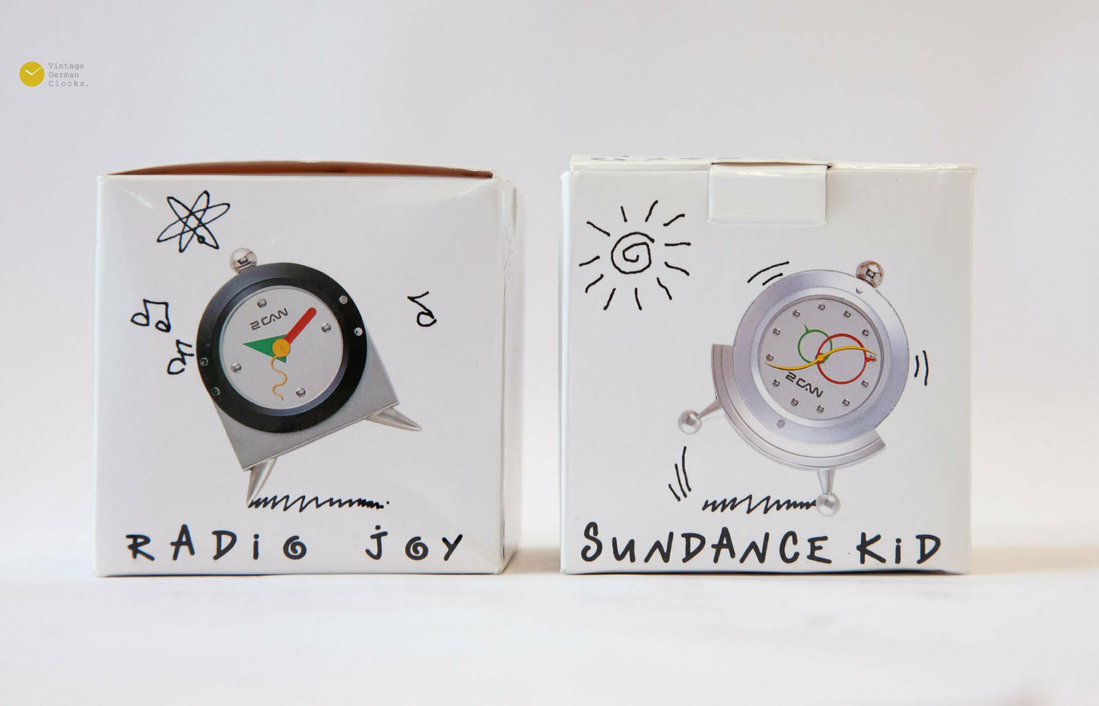 photo for sale Nos! 2can Clockboy Postmodern Desk Table Alarm Clock Memphis Sottsass Style Pop Yellow New In Box