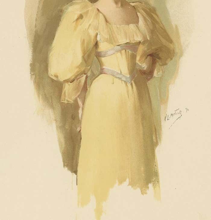 Antique Print Of A Woman Made After W.L. Metcalf, Circa 1893 photo Art