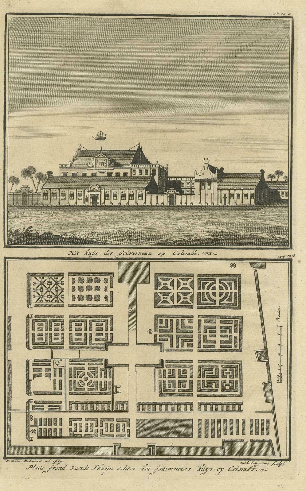 Antique Print Of The Governor's House In Colombo By Valentijn, 1726 photo furniture