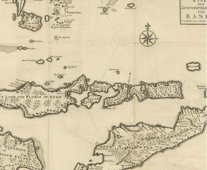 Antique Map Of The Banda Islands In Indonesia By Valentijn, 1726 photo Art