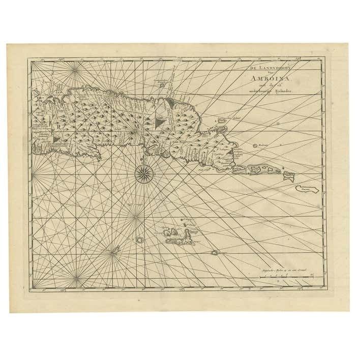 Antique Map Of Ambon And Surroundings By Valentijn '1726'