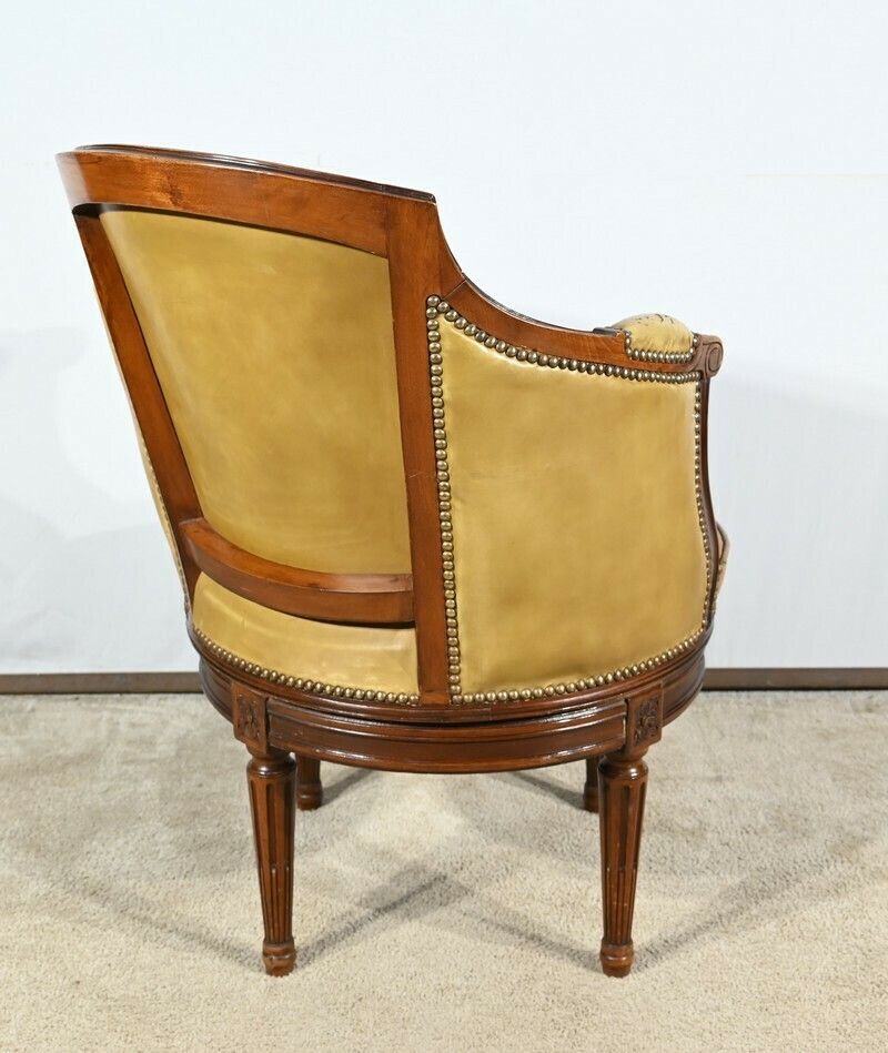 Beech Swivel Office Armchair, Louis XVI Style – Late 19th Century photo vinterior