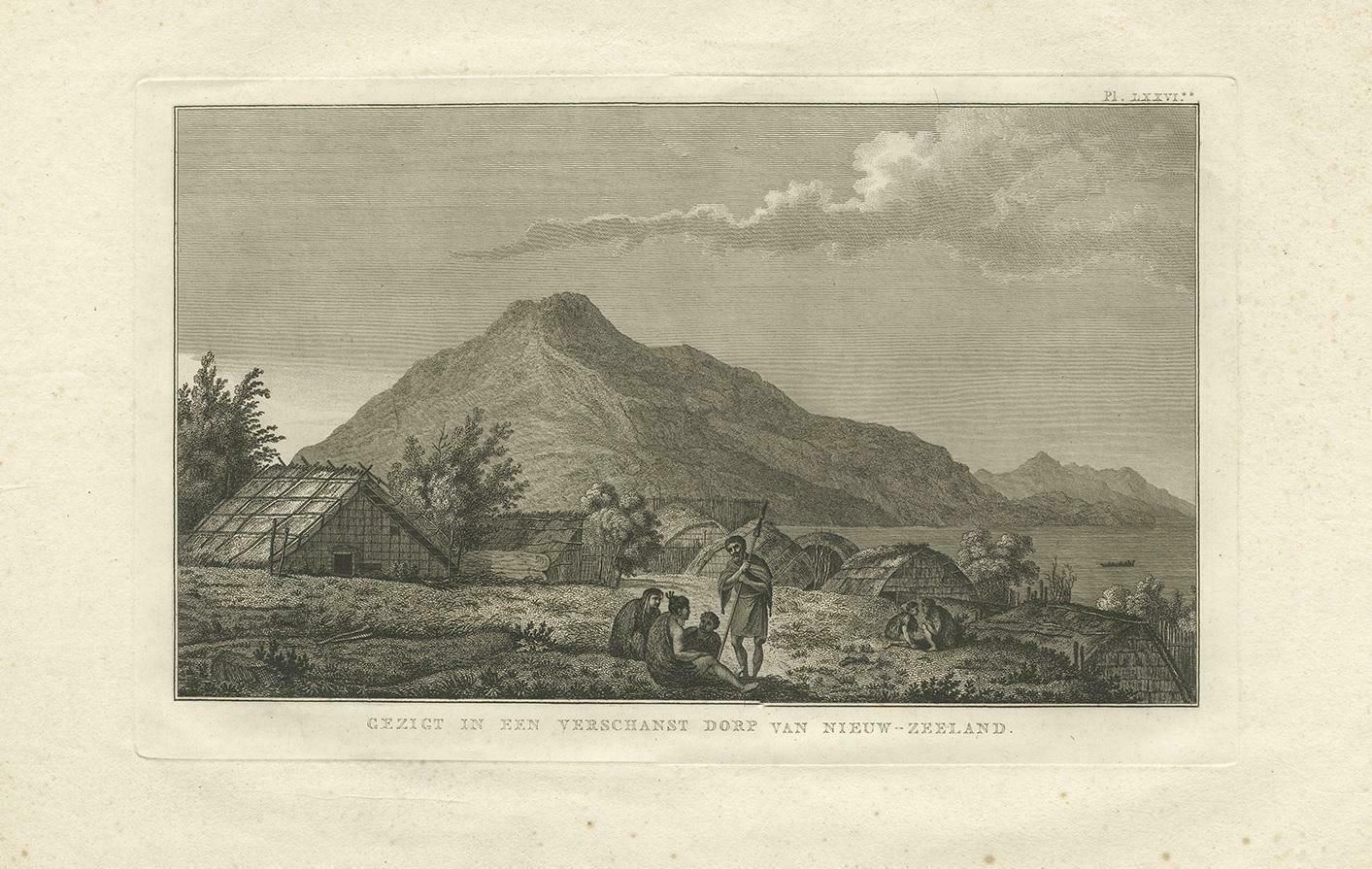 Antique Print Of A Village In New Zealand By Cook, 1803 photo furniture