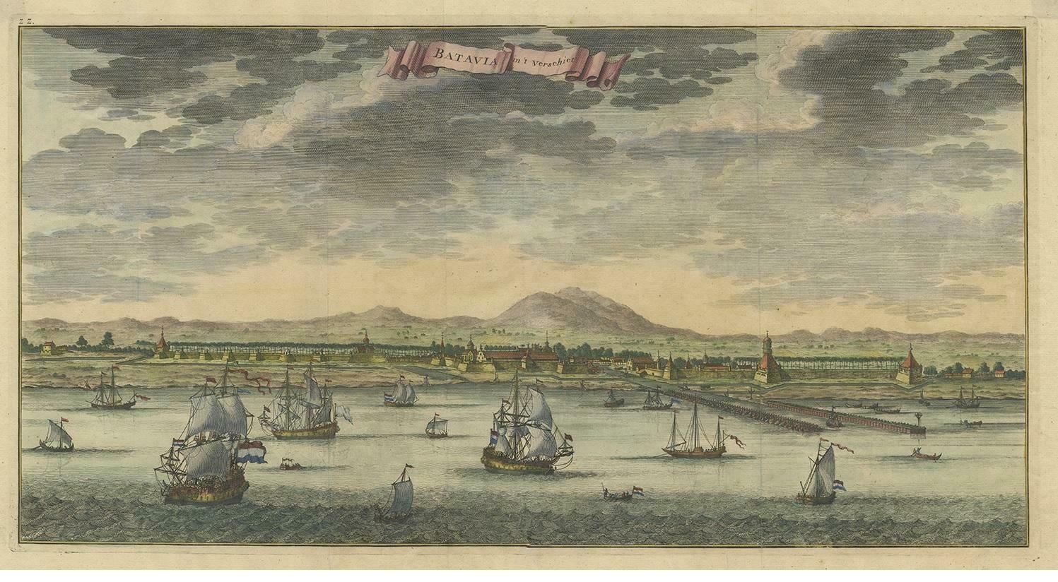 Antique Print Of Batavia Or Nowadays Jakarta, Indonesia, By Valentijn (1726) photo furniture