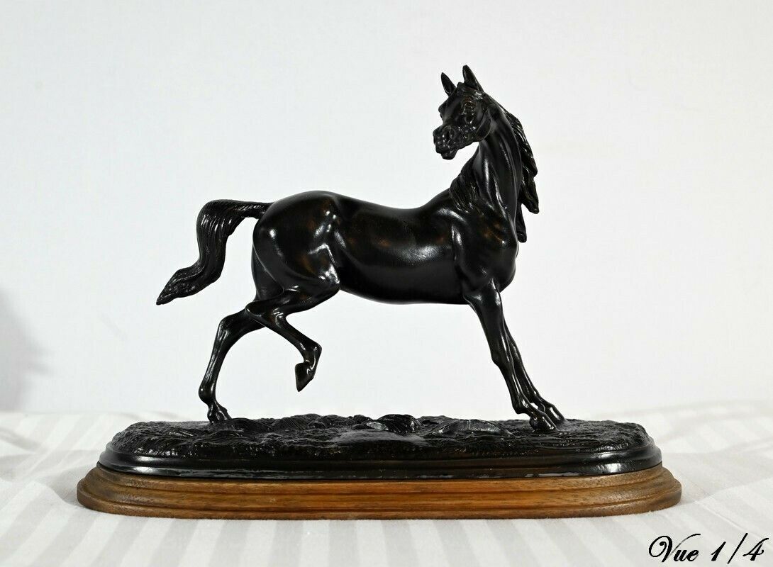 Horse In Regulates On Wooden Base – Early 20th Century photo Art