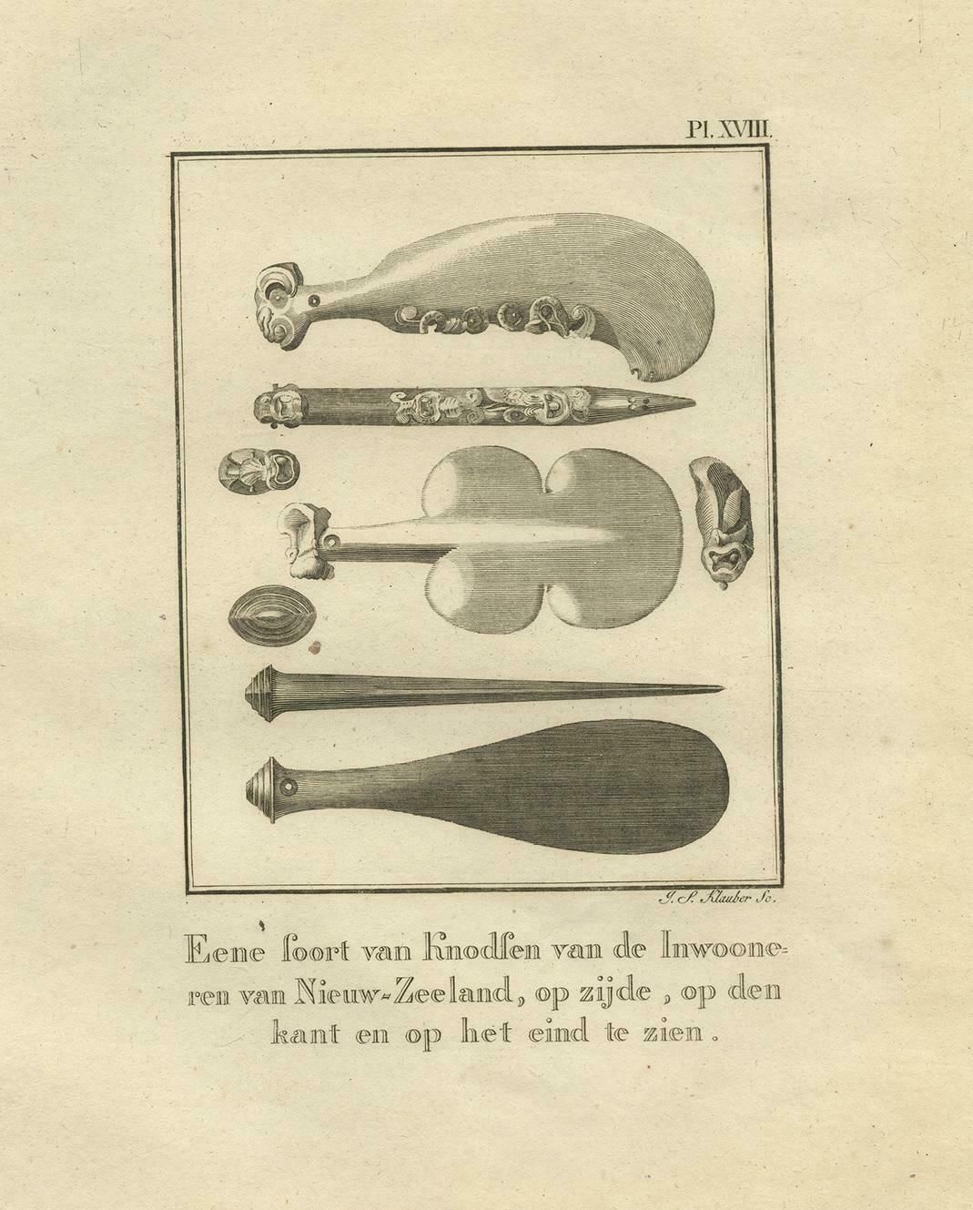 Antique Print Of Some Kind Of 'Clubs' From New Zealand By Cook, 1803 photo furniture